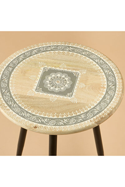Lifestyle Printed Wooden Side Table - 16x22 cms