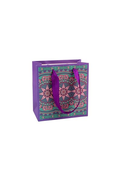 Crisalida Crisalida paper gift bag, 14 x 15 x 7 cm, Purple mandalas