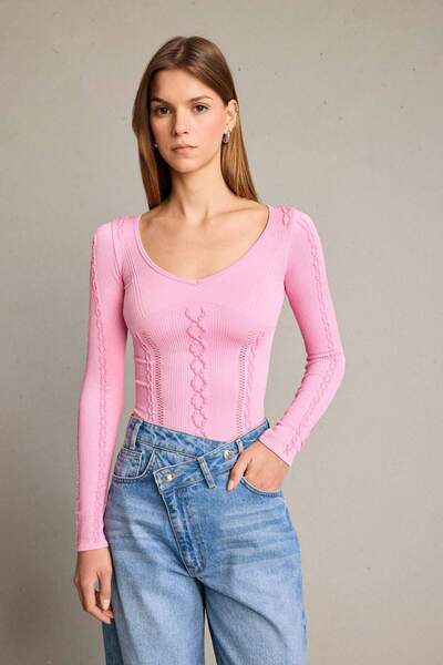 DeFacto Μακρυμάνικο μπλουζάκι με λαιμόκοψη σε σχήμα V G5058AX25WN