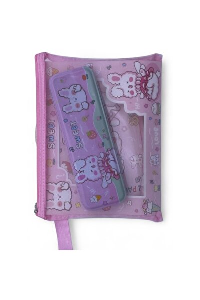 ABS Set de papetărie pentru copii, husă cu fermoar, penar metalic, caiet de s...