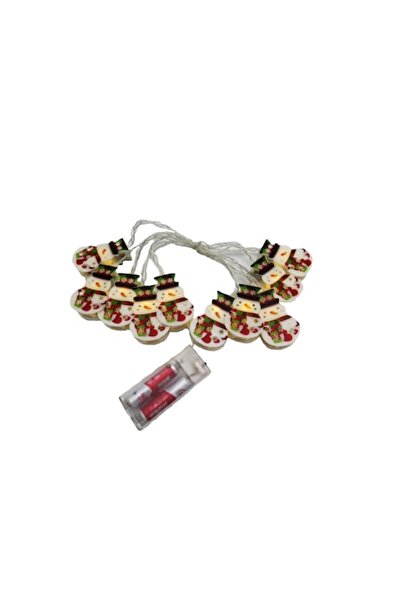 ABS LED Christmas light - snowman model, plastic, battery-powered, transparent wire 30 cm, warm white li