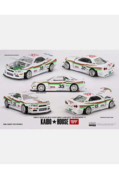 mini gt 1/64 نيسان سكايلاين جي تي آر (R34) تاميا × كايدو هاوس 'ذا جراسشوبر' الإصدار الأول KHMG167
