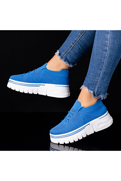 BMoD Teniși din material textil albaștri pentru femei cu talpă groasă MOD09419