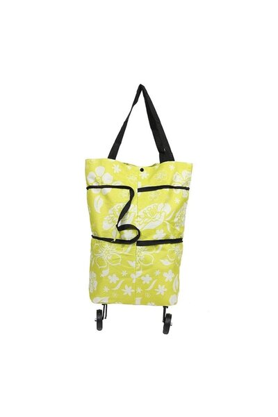 Insta Foldable shopping trolley bag with wheels, 32cm x 38cm, yellow