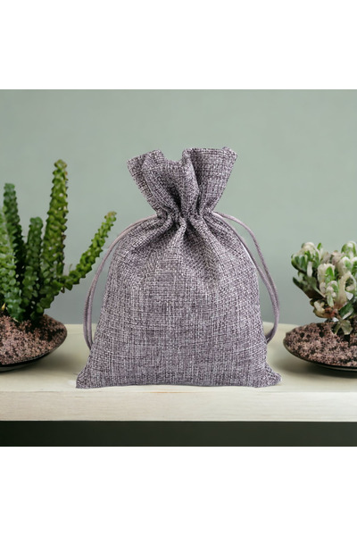 Crisalida Saculet decorativ rustic imitatie iuta Crisalida, 13 x 18 cm, Gri