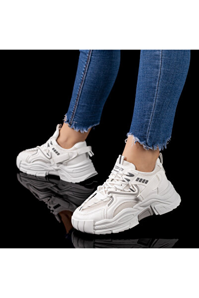 Modlet.ro Sneakerși albi cu platformă pentru femei MOD09620