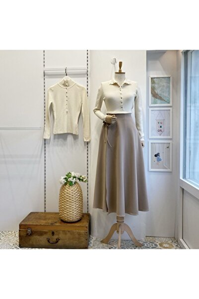 Faya Boutique Vizon Anvelop Bağlamalı Scuba Etek