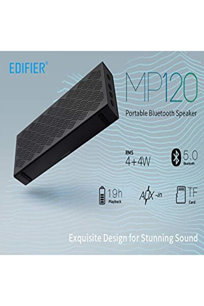 Edifier مكبر صوت بلوتوث أنيق MP120: مخرج 8 وات، مدة تشغيل 19 ساعة، مشغلات مزدوجة، SD/AUX، صوت V5.0