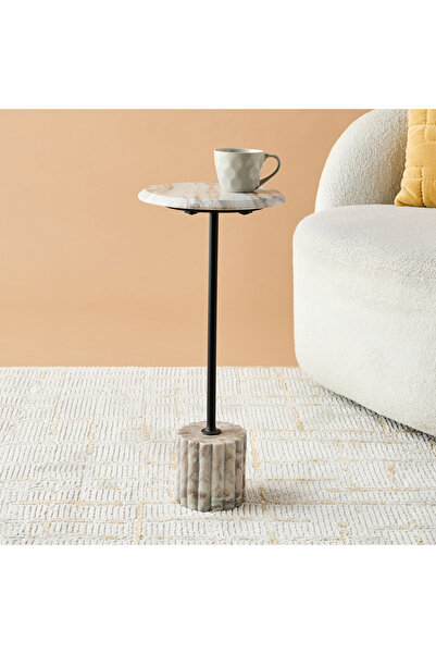Lifestyle طاولة جانبية بسطح رخامي - 56 سم
