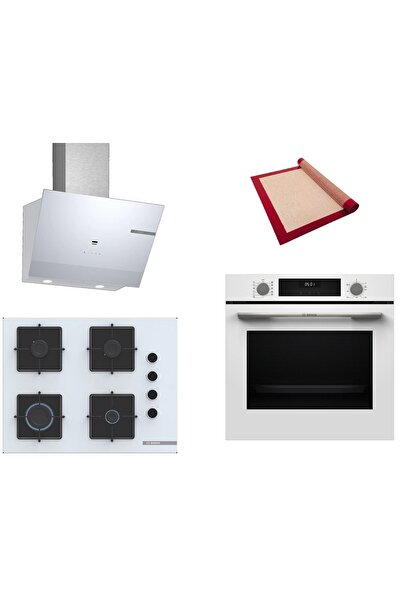 Bosch Beyaz 3 lü Ankastre Set (HUA717BV0T-POP7C2P30O-DWK67PJ20T) Buhar Destek...