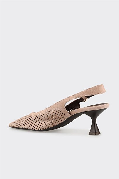 Elle Shoes Vizon Deri Kadın Topuklu Ayakkabı