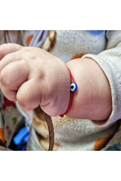 Wild Bracelets Adjustable silk Bebe bracelet with flat evil eye, blue