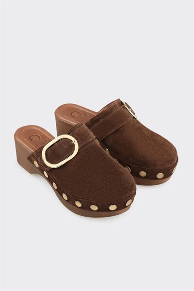 Elle Shoes Kahve Deri Kadın Terlik