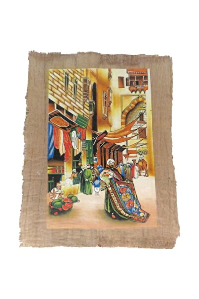 ABS Tablou decorativ 42/32cm, pictură în stil egiptean, hârtie de papirus pic...