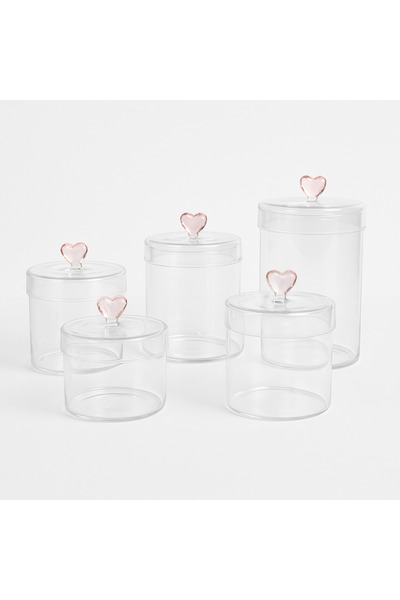 Kitchen Line 5 Lİ HEARTS KALP DETAYLI KAVANOZ ŞEKERLİK DRAJE 450ML 600ML 750ML 950 ML 1150ML