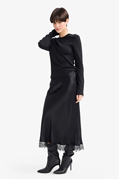 DeFacto A-Line Regular Waist Satin Midi Skirt G2889Ax25Au