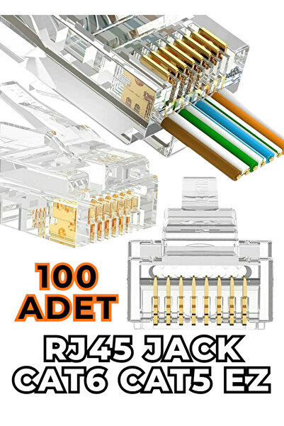 DataForce Yeni Nesil RJ45 Cat6 Cat5 Delikli Ağ Konnektörü – Kolay Montajlı 10...