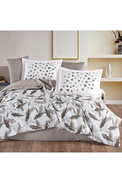 Hobby home collection Silva Taş - Çift Kişilik Poplin Kapitone Nevresim Takımı