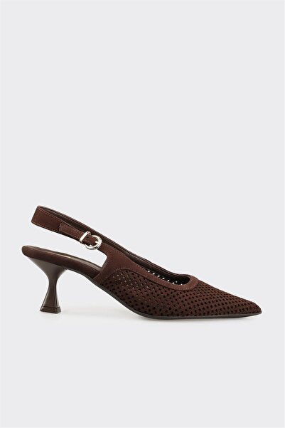 Elle Shoes Kahve Deri Kadın Topuklu Ayakkabı