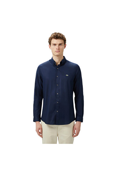 Lacoste Men's Slim Fit Button-Down Collar Navy Blue Shirt Ch0342.42L