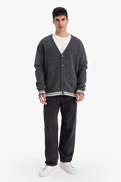 DeFacto Relax Fit V-Neck Knitwear Cardigan F3832Ax25Wn