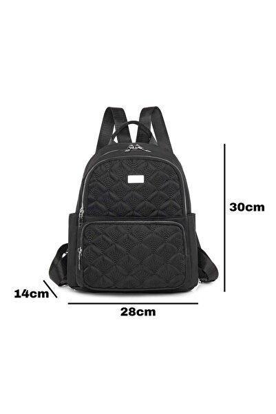 zola Rucsac dama, 2 compartimente, buzunare, sistem prindere pe troler, 30 x 28 x 14 cm, negru