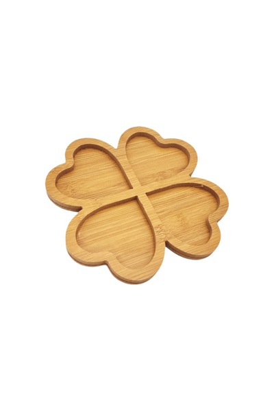 ABS Wooden Serving Platter, 20 x 20 cm, 4 Compartments, Heart