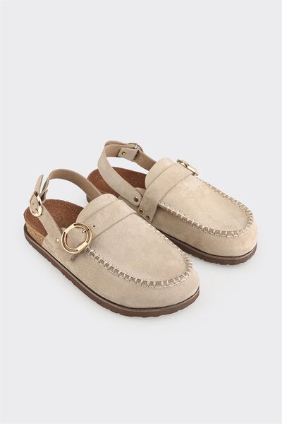 Elle Shoes Vizon Deri Kadın Terlik