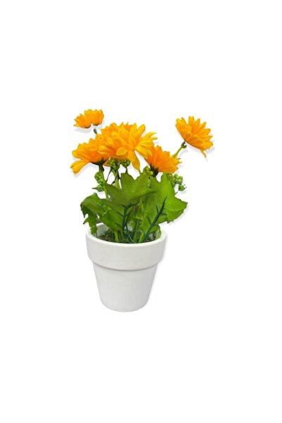 ABS Ghiveci ceramic cu plantă artificială, flori galbene, 17 cm