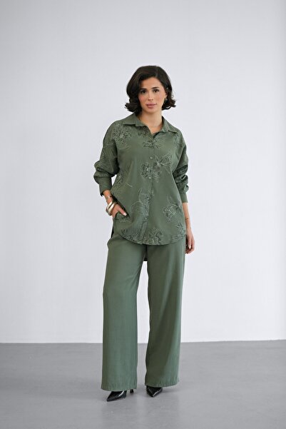 studio fashion 1988 Kadın Premium Modal Salaş Gömlek Pantolon Takım