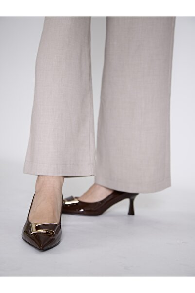 stato 315251140-7 Burgundy Faux Patent Leather Heeled Women's Shoes