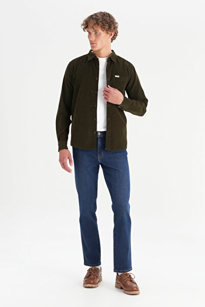 WRANGLER %100 Pamuk Regular Fit Normal Kesim Klasik Yaka Cepli Kadife Gömlek