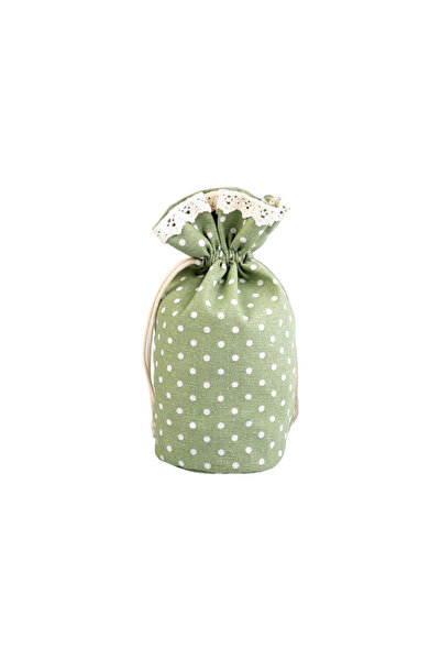 Crisalida Decorative textile bag with date and polka dot print Crisalida, 13.5 x 18.5 cm, Green