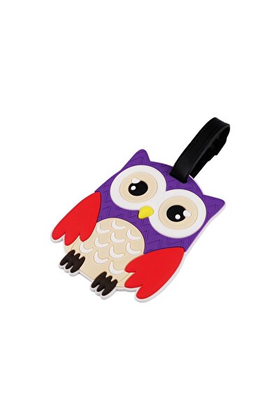 Crisalida Ecuson silicon pentru identificare bagaje Crisalida, motiv bufnita, 7,8 x 9,5 cm, Violet