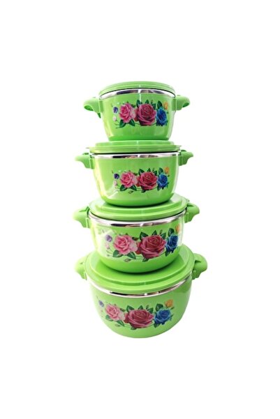 ABS Set de 4 recipiente termice pentru alimente, verde — 6 L, 4 L, 2 L, 1 L