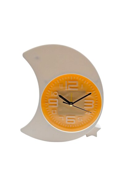ABS Table clock, crescent shape, 18 cm, orange