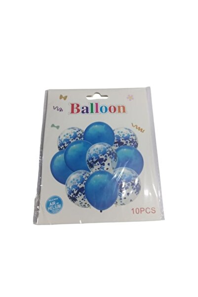 ABS Set of 10 Latex Balloons with Confetti, Dark Blue/Transparent