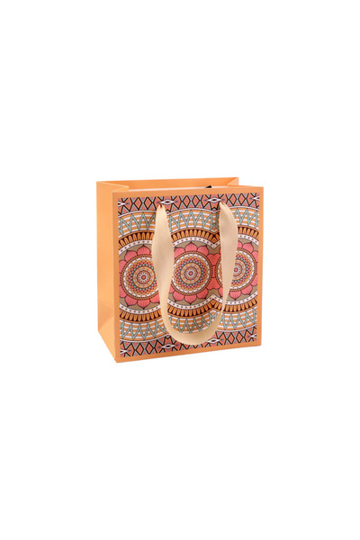 Crisalida Crisalida paper gift bag, 14 x 15 x 7 cm, Light salmon mandalas