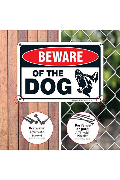 Al Raied لافتة "احذر من الكلاب" - (عبوة من قطعتين) | 10×7 بوصات، مقاومة للصدأ 0.40 من الألومنيوم، مقاومة للبهتان، للاستخدام الداخلي/الخارجي