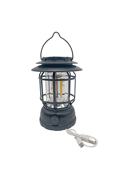 ABS Lanternă solară de camping cu cablu USB, neagră 11,5*11,5*16 cm