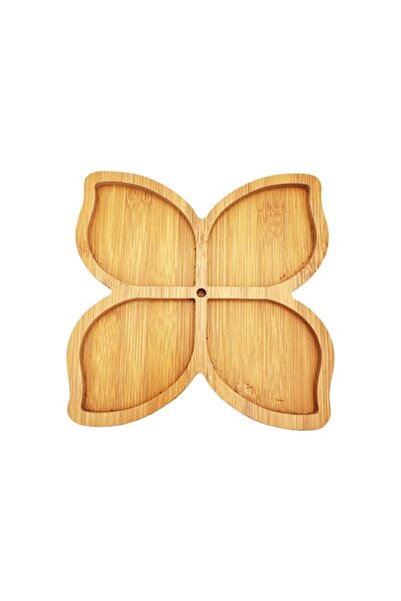 ABS Serving Tray Made of Wood, 27 x 27 cm, 4 Compartments, Butterfly