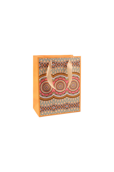 Crisalida Crisalida paper gift bag, 18 x 23 x 10 cm, Light salmon mandala