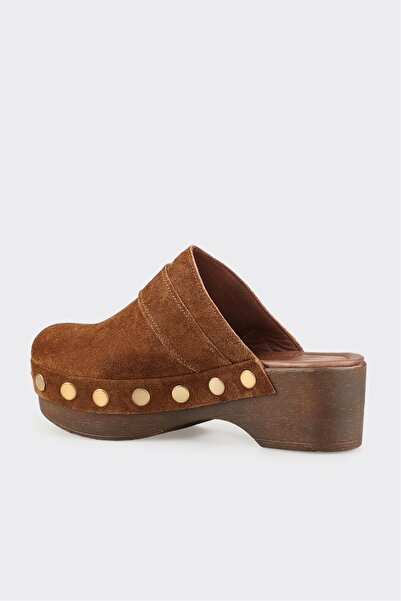 Elle Shoes Taba Deri Kadın Terlik