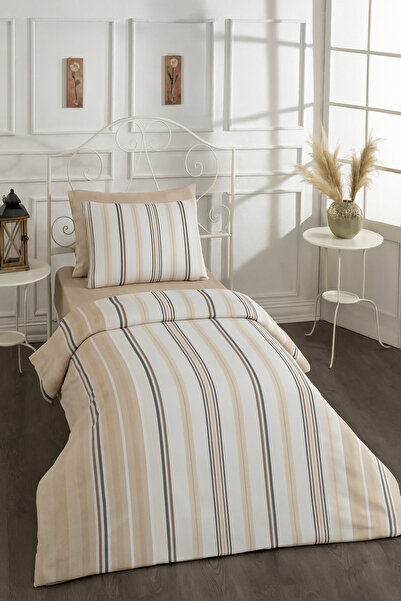 Rasel Tekstil طقم غطاء لحاف قطني كريمي اللون مقاس 160x220