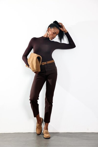 5in1Canpolat Μπλε Καφέ Ψηλόμεσο Τζιν Boyfit