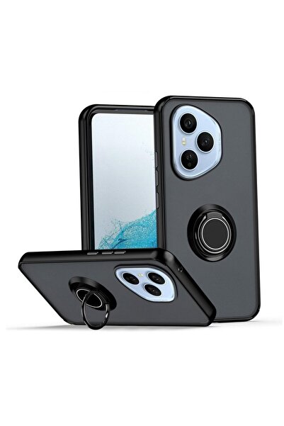 Gpack Honor 400 Pro uyumlu Kılıf Montreal Yüzüklü Mıknatıslı Silikon Siyah