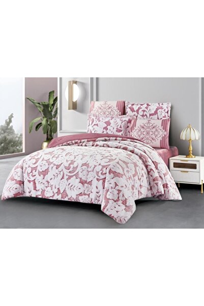 PROMISE BLUE GREEN King Jacquard Velvet Comforter Set - 6 Pieces - Pink