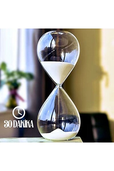 nesever store 30 Dakika Beyaz Cam Kum Saati ( Yarım Saatlik Kum Saati)