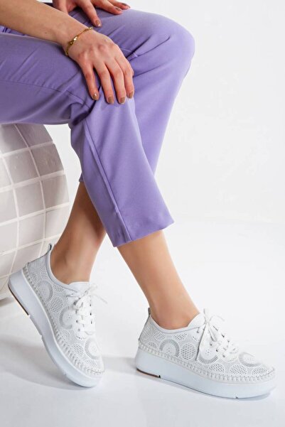 inyola Women's Genuine Leather Patterned Comfort Shoes 4056