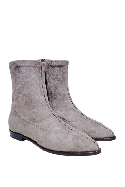 DRY SHOES Kadın Vizon Streç Bot Ayakkabı Sivri Burun Düz Taban Önden Dikişli ...